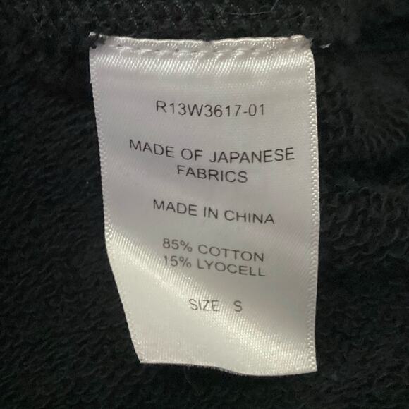 R13 Pleated Sleeve Drop Shoulder Japanese French Terry Black Sweatshirt S - Picture 11 of 12